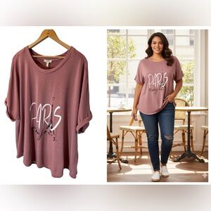 Casual Mauve Paris Graphic Tee
